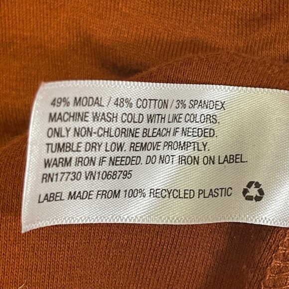 A New Day Womens Long Sleeve Rust Top Modal Blend Fitted Solid X-Small Pre-Owned - Picture 6 of 6
